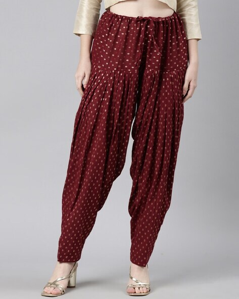 Women Zari Woven Patiala Pants Price in India