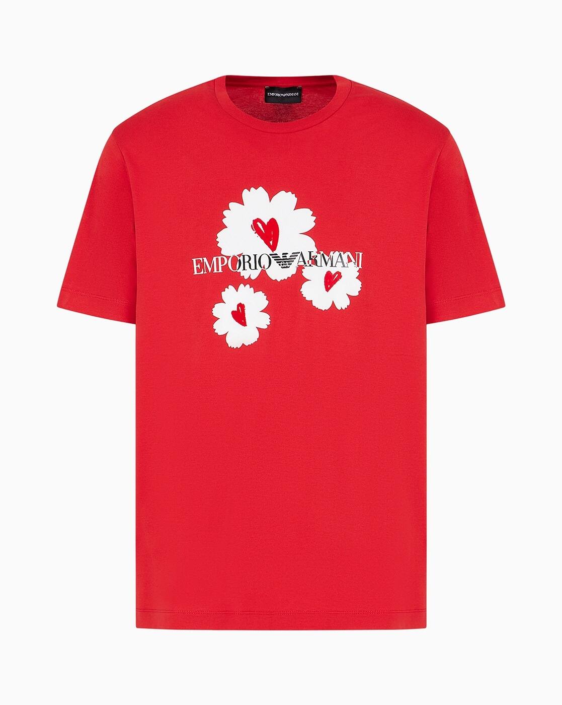 Buy EMPORIO ARMANI Mon Amour Cotton Regular Fit T-Shirt | Red