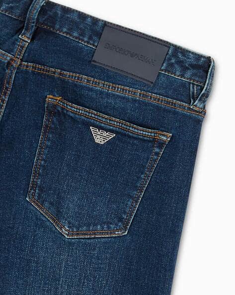 Buy EMPORIO ARMANI Full Length Slim Fit Jeans with Logo Detailing Blue Color Men AJIO LUXE