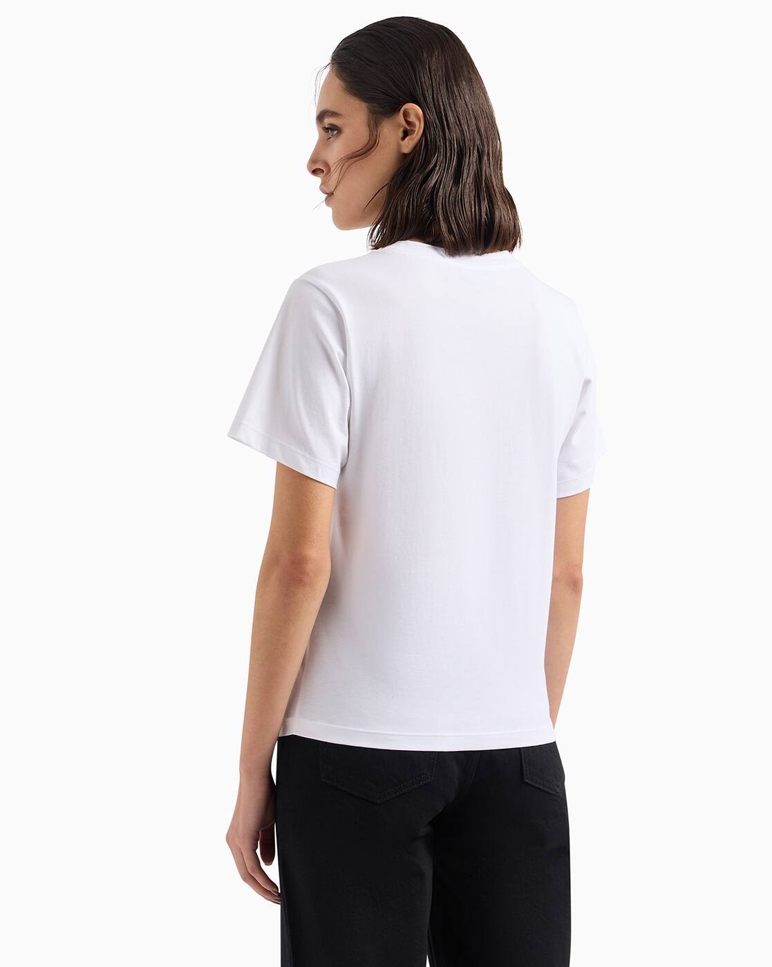 トップス Rare Emporio Armani Rhine Stone Sleeves Buy EMPORIO ARMANI Half- Sleeves T-Shirt with Sequined Eagle