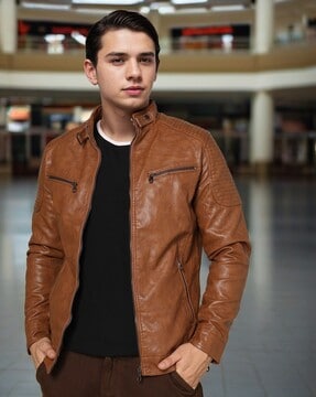 Ajio best sale leather jacket
