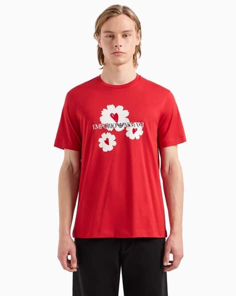 【 MARNO 】Amy shirt Buy EMPORIO ARMANI Mon Amour Cotton Regular Fit T-Shirt | Red
