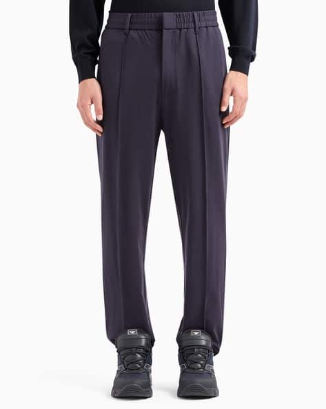 Buy EMPORIO ARMANI Full-Length Trousers with Single-Pleat & Side