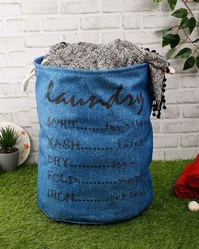 Typographic Print Foldable Laundry Bag 