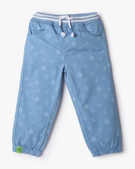 Printed Jogger Pants with Contrast Tapping Waistband