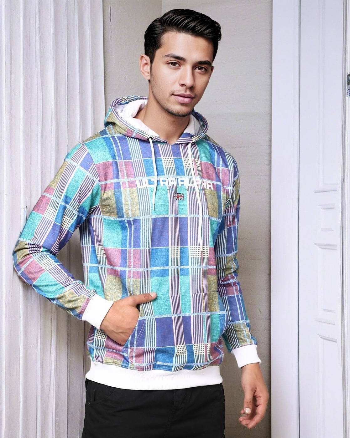 Rainbow checkered hoodie hot sale