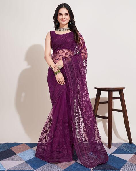 Purple & Light Blue Ombre Georgette & Silk Lehenga Saree Set Design by Miku  Kumar at Pernia's Pop Up Shop 2024