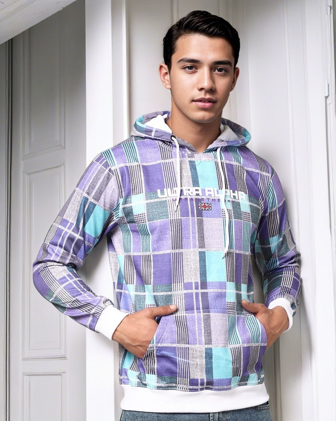 Purple deals checkered hoodie