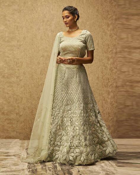 Light Green Color Party Wear Heavy Net Designer Embroidered Lehenga Set at  Rs 3899.00 | Embroidered Lehenga | ID: 2853185621588
