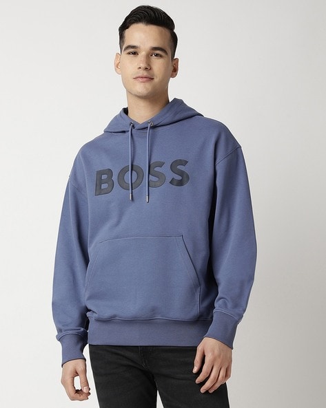 Rubber Logo Print Cotton Terry Hoodie