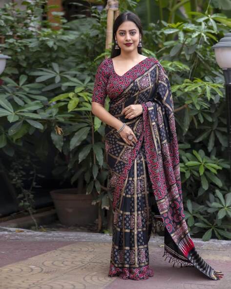 Buy Sooti Syahi Sorbet Lemons Hand Marble Printed Chanderi Silk Saree Online  – Okhaistore