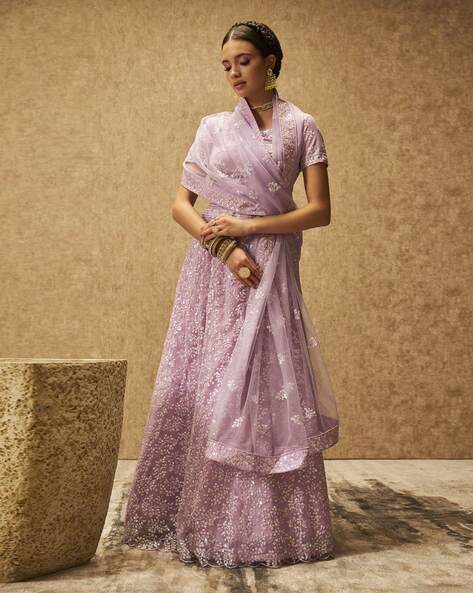 Shop Soch's Pink Net Embroidered and Sequin Embellished Unstitched Lehenga  Set Online - CHD-UGCEML50392C