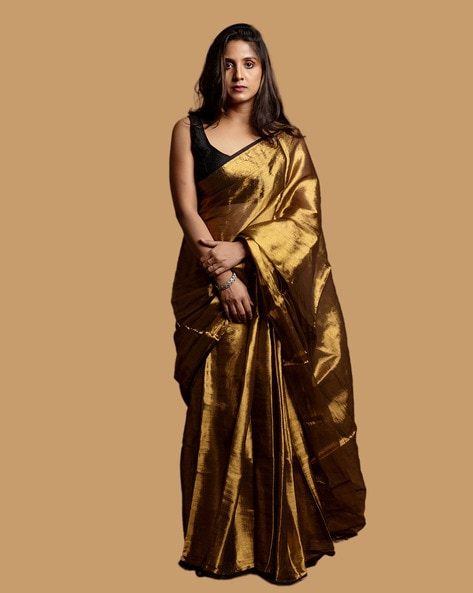 Attractive Linen Silk Online Golden Saree In Low Rate 2021 –  TheDesignerSaree