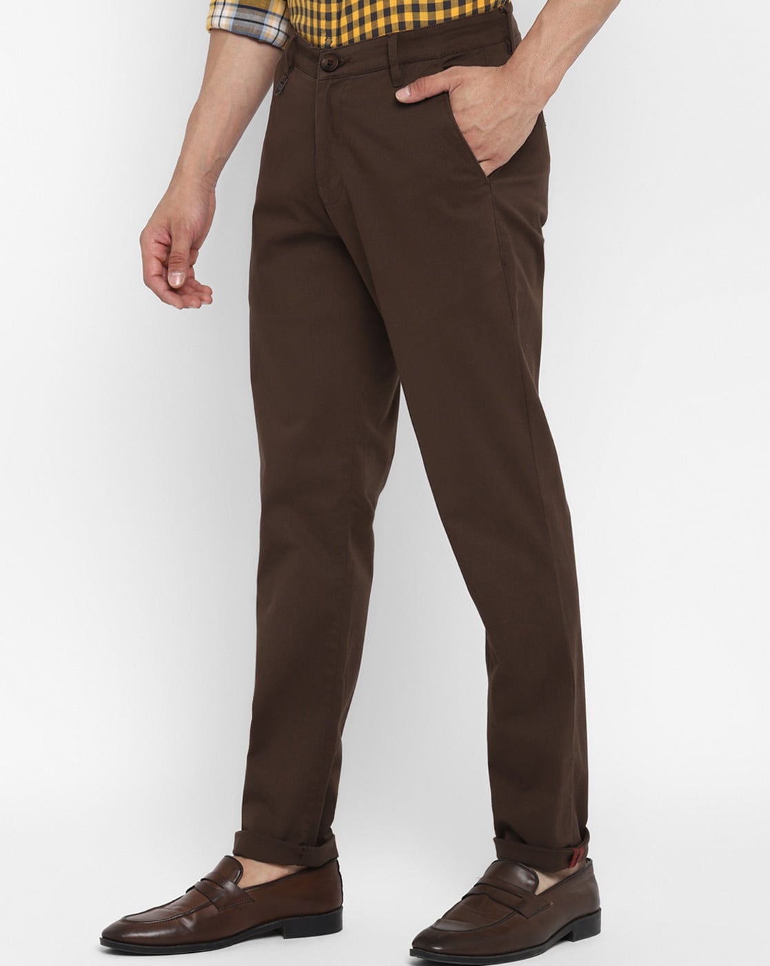 Dark Olive Corduroy Trousers -Stancliffe Flat-Front in 8-Wale Cotton by  Fort Belvedere