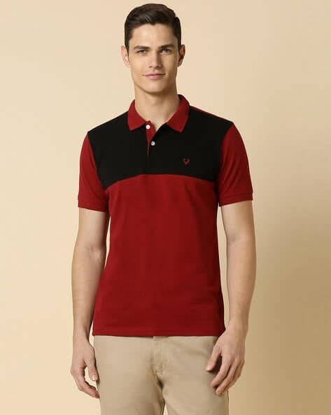 ALLEN SOLLY Men Colourblock Regular Fit Polo T-Shirt