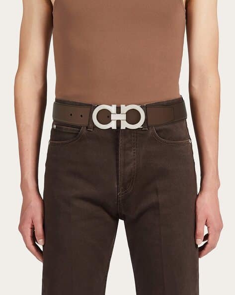 Buy Ferragamo Reversible and Adjustable Gancini Belt Brown Color