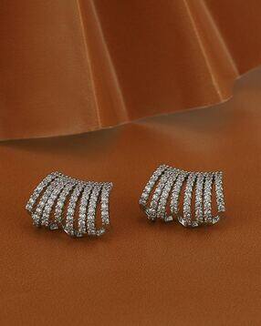 Silver-Plated Stone-Studded Earrings-image-19