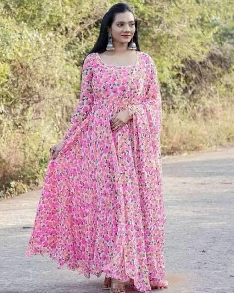 Off White & Pink Printed Kurta with Palazzos & Dupatta