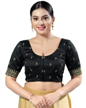 vamas Women Embroidered Round-Nack Front-Open Blouse-picture-42