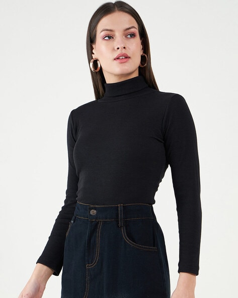 Ribbed Turtleneck Tops