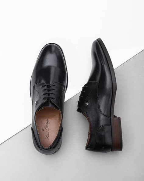 Louis Philippe Men Premium Leather Breathable Anti Slip Flat Heel Formal Derby Shoes