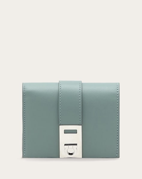 Buy FERRAGAMO Hug Two-Tone Bi-Fold Wallet With Strap | Green