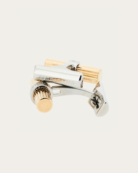 NEW! online Salvatore Ferragamo Silver Tone Brass and Enamel Cuff Links