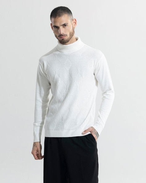 White turtleneck mens hot sale slim fit