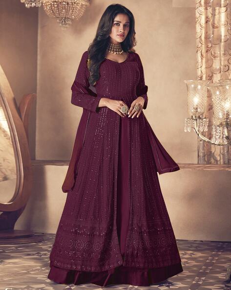 Buy Wine Dress Material for Women by KALEESHA FASHION Online