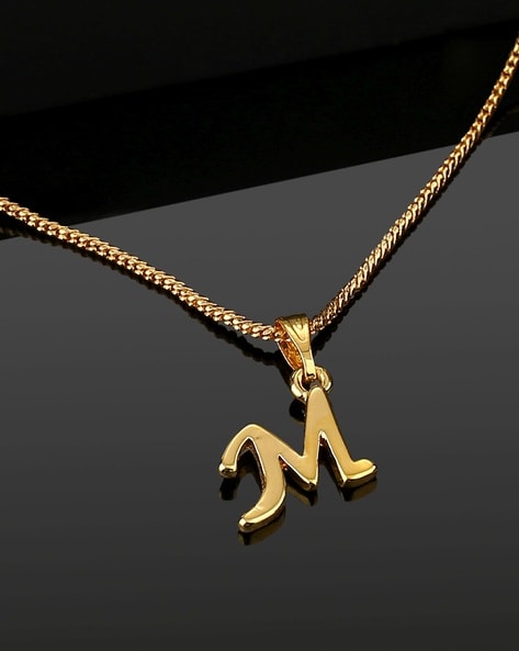 9ct Gold Fancy Calligraphy Script Letter M Pendant Necklace 16 - 20 Inches  | Jewellerybox.co.uk