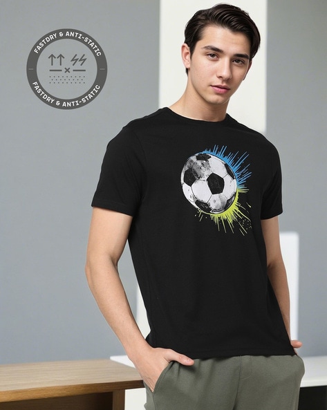 Football Print Chest Graphic T-Shirt