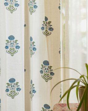 Set of 2 Floral Print Eyelets Window Curtains-image-9