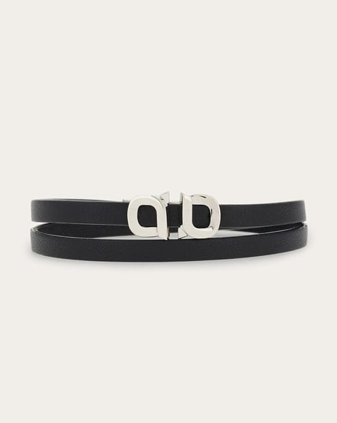 Buy Ferragamo Bracelet with Gancini Ornament | Black Color