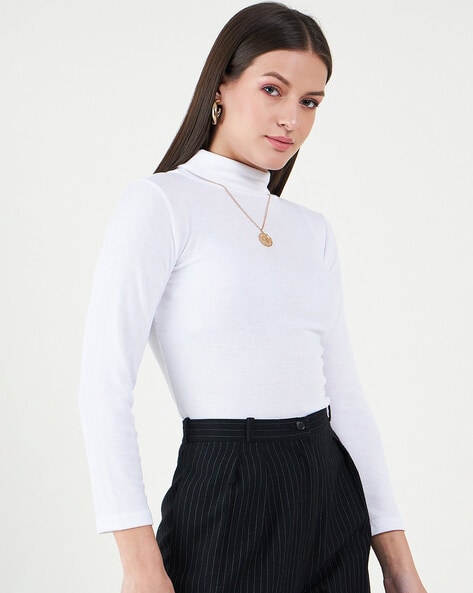 Ribbed Turtleneck Tops