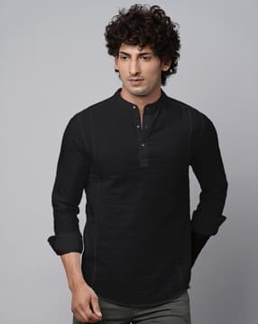blue buddha Men Regular Fit Short Kurta-picture-36