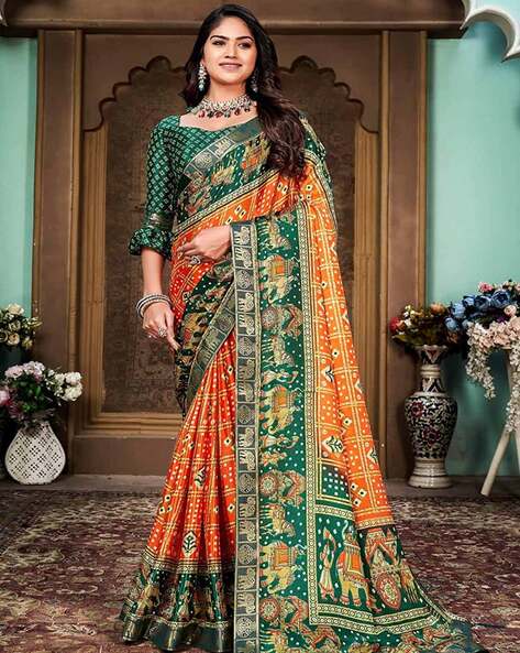 FAUX GEORGETTE HAND BANDHANI PRINT SAREE at Rs.1050/Piece in surat offer by  Royal Export