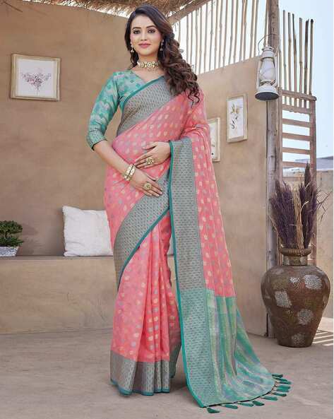 Buy Pink Sarees for Women by SATRANI Online