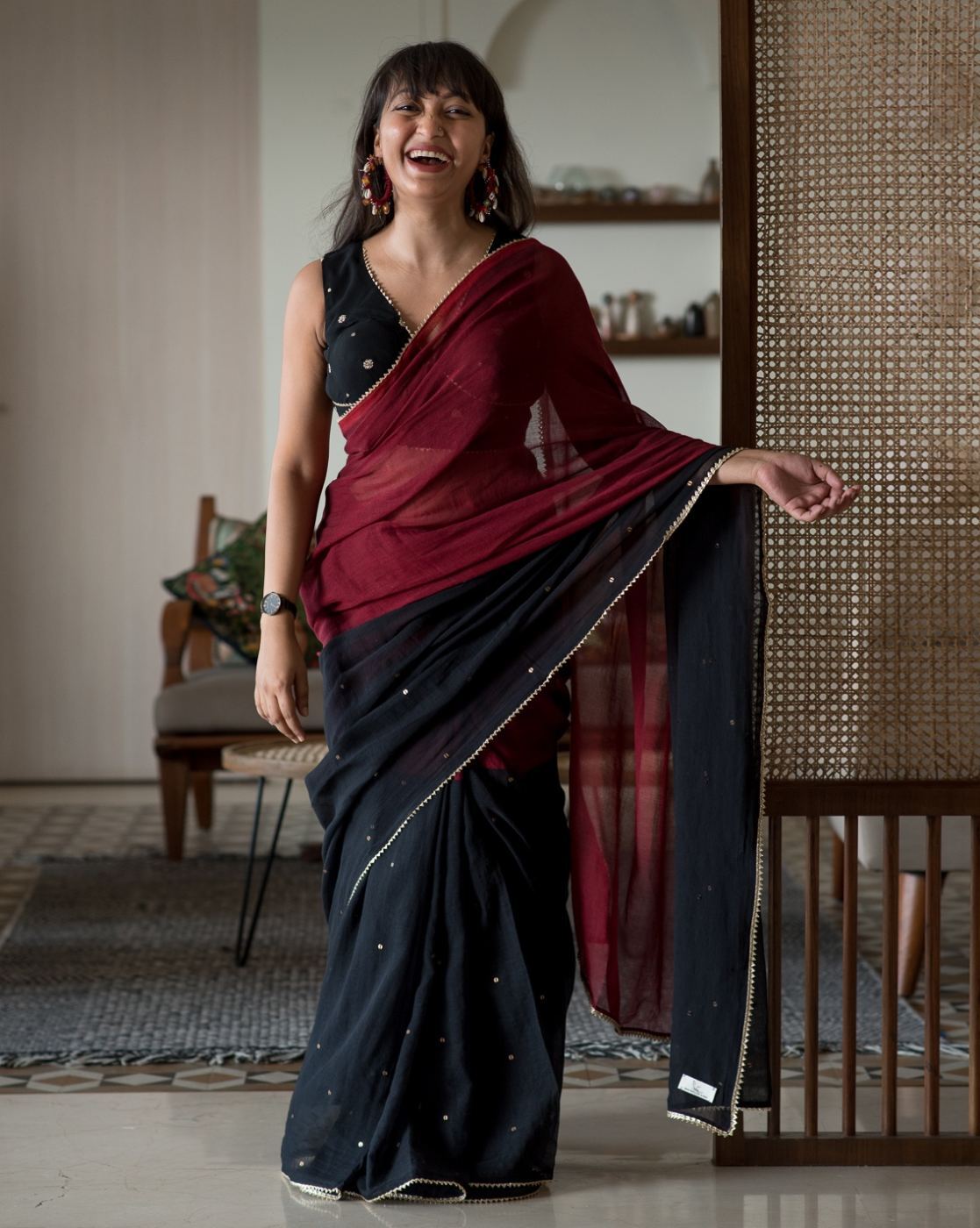 Madhurima black soft silk saree– Lotus Fashion