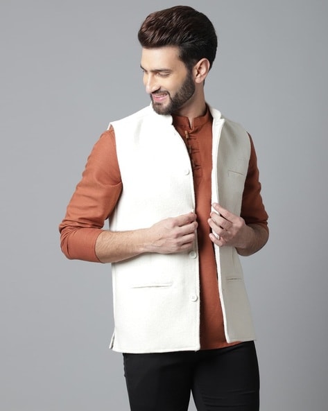 Men Tailored Fit Waistcoat with Inserted Pockets