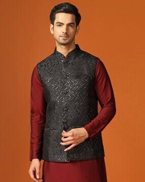 kisah Men Regular Fit Nehru Jacket-picture-43