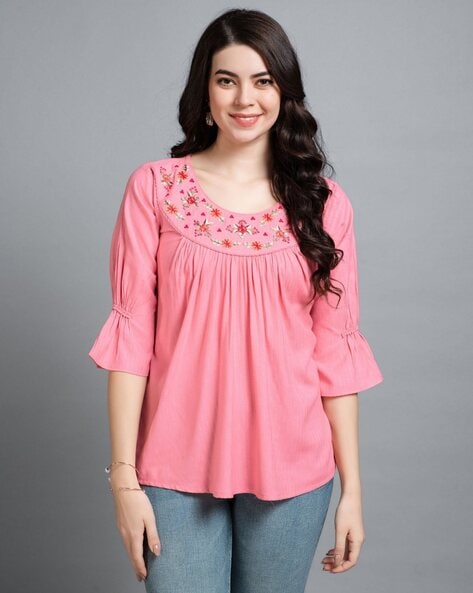 Women Embroidered Regular Fit Top