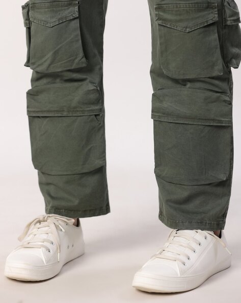 Men Straight Fit Flat-Front Cargo Pants