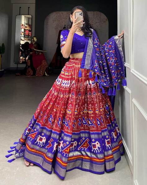 Buy Ivory Lehenga Set with a Red Blouse and a Bandhani Dupatta by Designer  NIDHI THOLIA Online at Ogaan.com