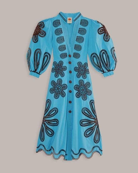 chinese dress ladies White Richelieu V Neck Maxi Dress – FARM Rio main image 0
