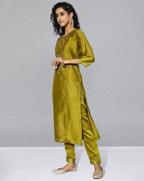 Buy Olive Green Kurta Suit Sets for Women by SHEWILL Online