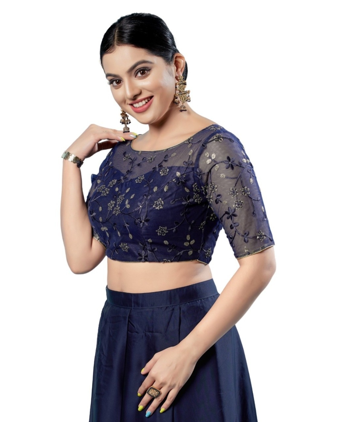 Buy Navy-Blue Blouses for Women by Vamas Online