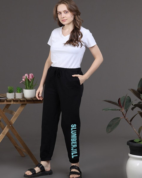 Typographic Print Track Pant with Elasticated Waist