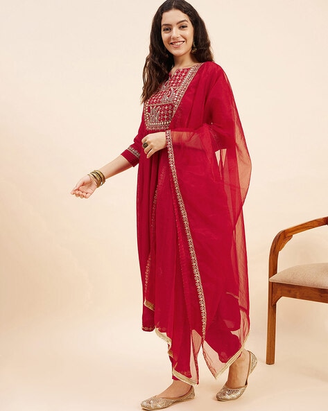 Red Kurta Suit Sets for Women by SHEWILL Online | Ajio.com
