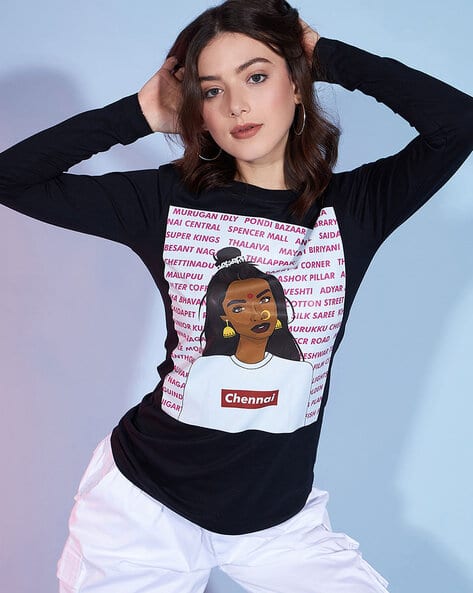 Buy Black Tshirts for Women by ALL YOURS Online