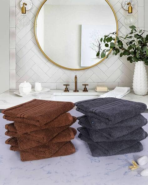 RANGOLI Set of 12 600 Gsm Face Towels with Stitched Detail